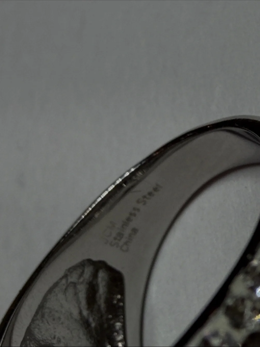 Silver-Tone Black and Clear Crystal Cross-Over Ring